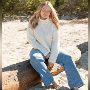 Carly Jean Los Angeles Gray Cowl Turtleneck Sweater